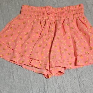 JoyLab Coral Pink Floral Layered Skorts